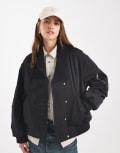 [ASOS DESIGN] ASOS DESIGN knitted collar bomber jacket in black M Black
