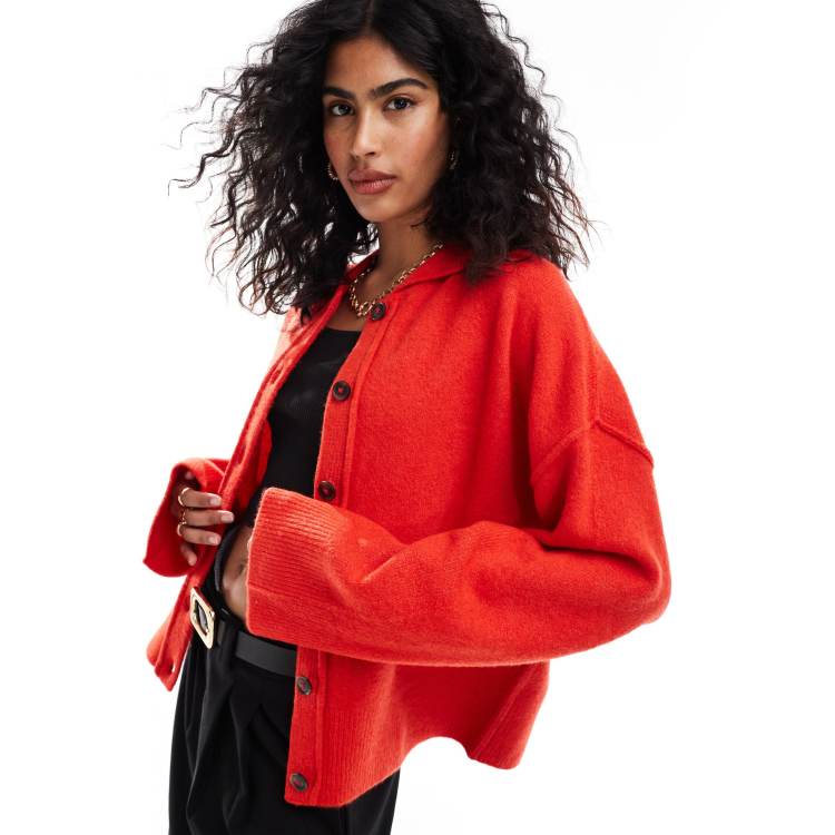 Collar Ladies Red Cardigans Buy Women Red Solid Collar Sleeveless