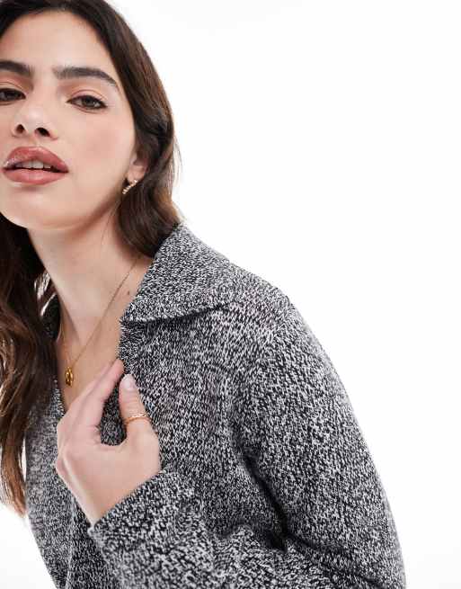 ASOS DESIGN knitted collar sweater in twist yarn in mono
