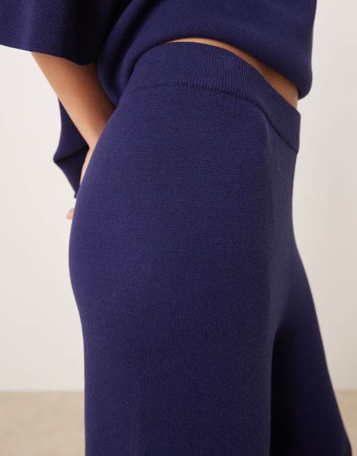 ASOS DESIGN knitted compact trouser co-ord in navy, 5 of 5