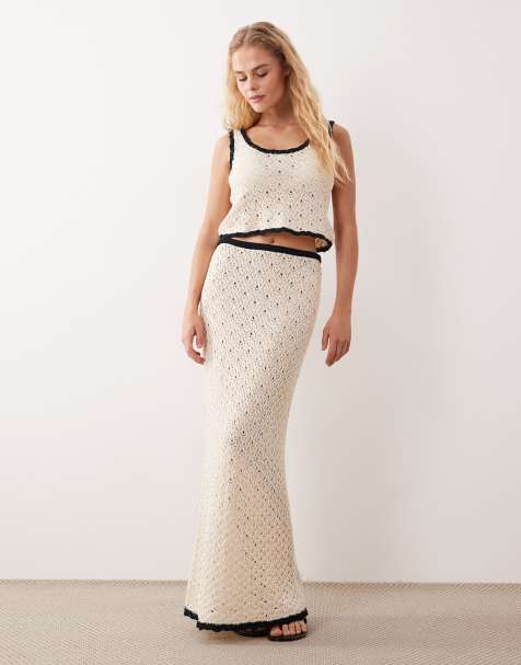 ASOS DESIGN knitted contrast cami co-ord in mono - view 1