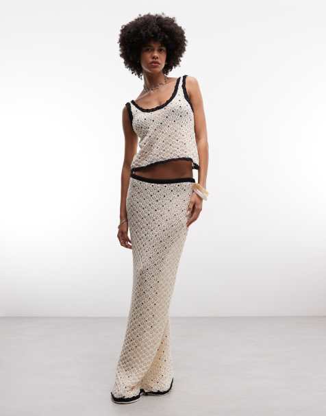 ASOS DESIGN knitted contrast cami co-ord in mono - view 1