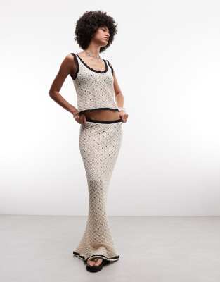 ASOS DESIGN knitted contrast maxi skirt co-ord in mono