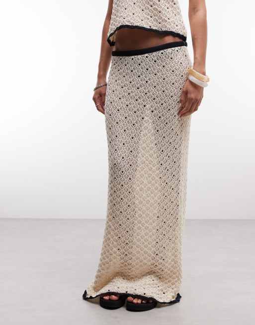 ASOS DESIGN knitted contrast maxi skirt in mono (part of a set), 2 of 5