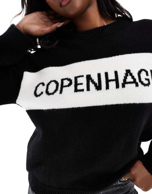 ASOS DESIGN knitted Copenhagen jumper in black, 2 of 4