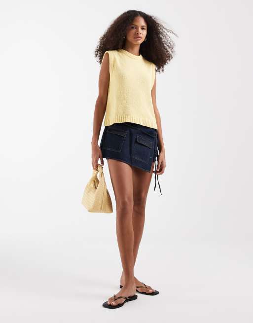 ASOS DESIGN knitted cotton blend boucle tank top in buttermilk, 2 of 4