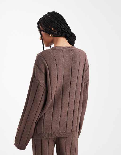 ASOS DESIGN knitted cotton cardigan in mocha (part of a set), 4 of 4