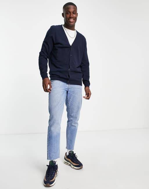 Navy cardigan hot sale outfit mens