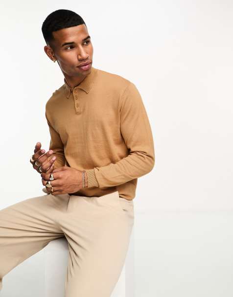 Thin Rib Long-Sleeve Polo Top - Ready to Wear