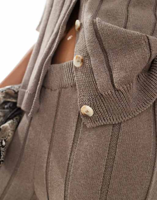 ASOS DESIGN knitted cotton trouser co-ord in mocha, 3 of 5