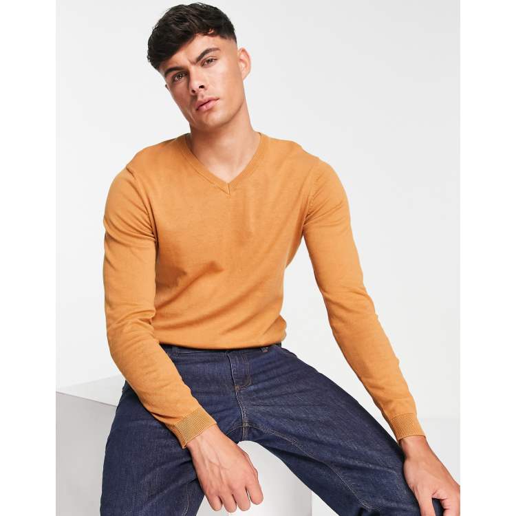 Mens cotton v outlet neck jumper