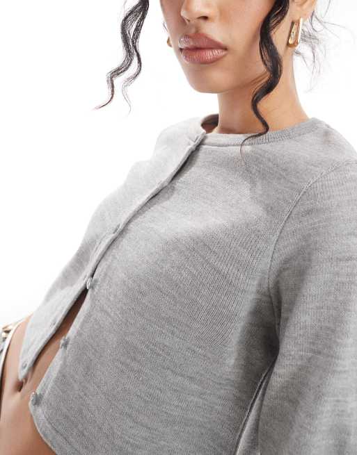 Gray cropped cardigan best sale