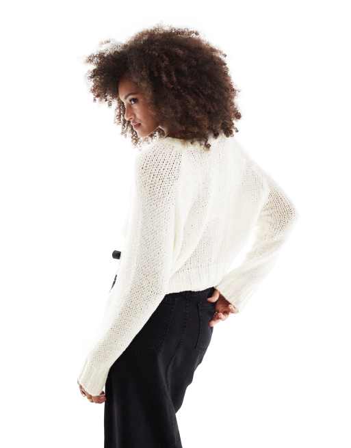 White loose knit sweater sales