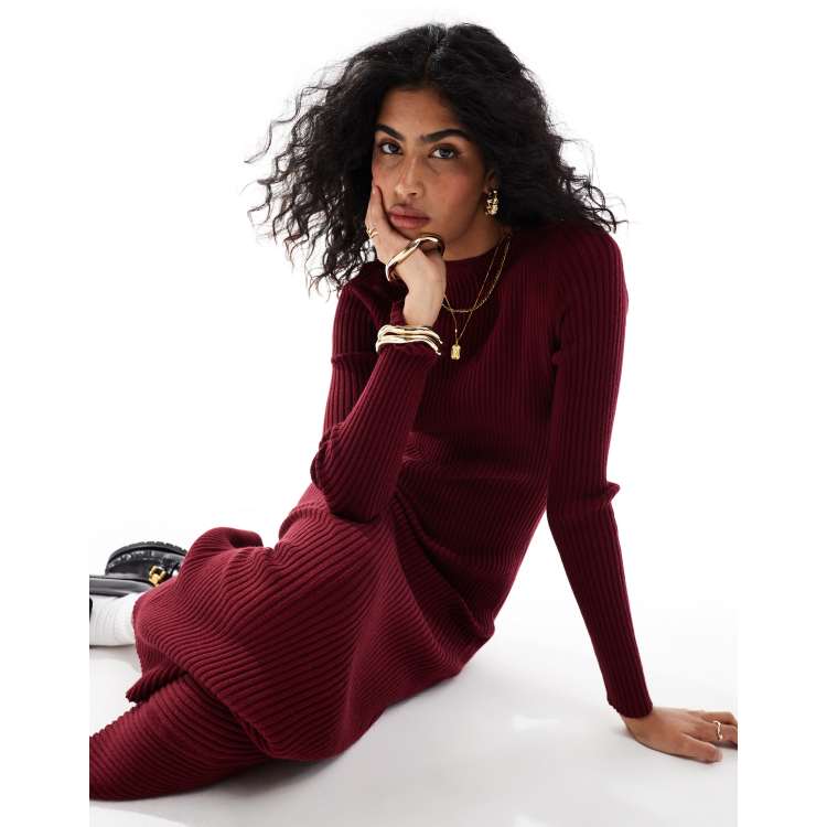 burgundy ribbed maxi dress Burgundy Ribbed Long Sleeve Side Slit Maternity Maxi Dress  PinkBlush