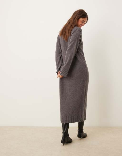 ASOS DESIGN knitted crew neck midaxi dress in lambswool mix