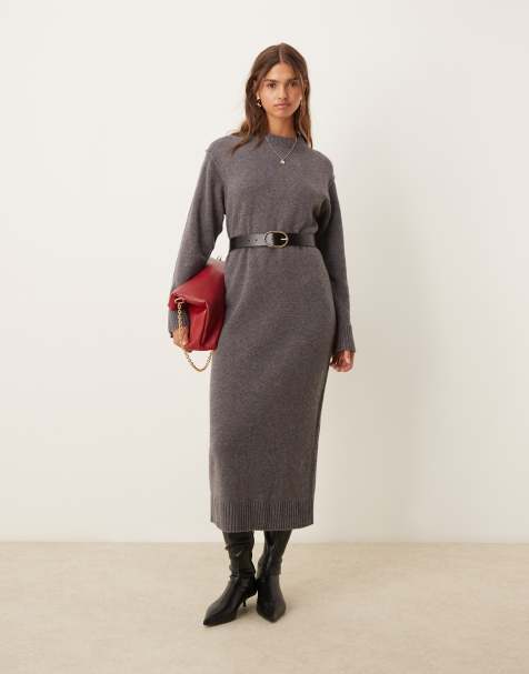 ASOS DESIGN knitted crew neck midaxi dress in lambswool - view 1
