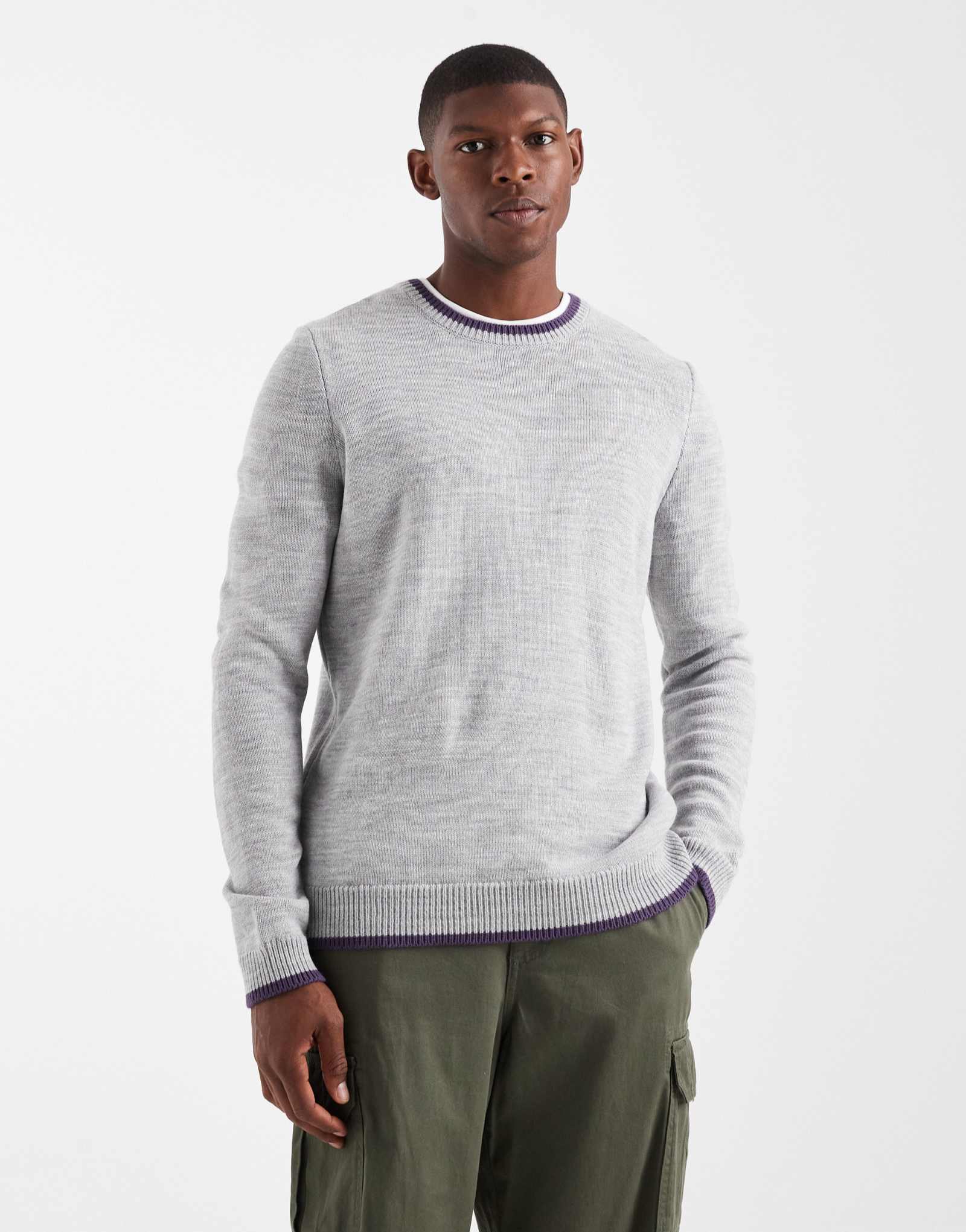 Дизайнерский вязаный свитер ASOS с круглым вырезом из серого вереска