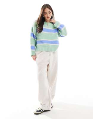 knitted crew neck sweater in stripe-Multi