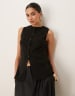 ASOS DESIGN knitted crew neck waistcoat with front split in black