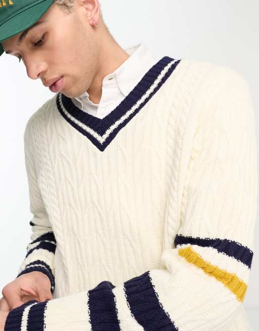 Knitted cricket clearance jumper