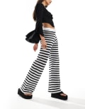 [ASOS DESIGN] ASOS DESIGN knitted crochet pants in black stripe XS Black