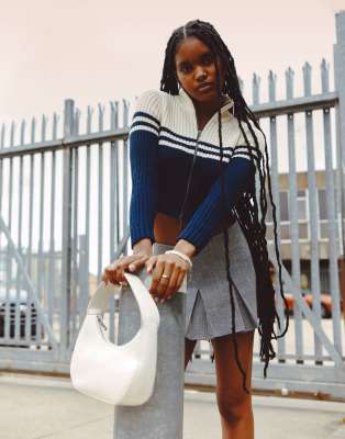 ASOS DESIGN knitted cropped cardigan with double zip in