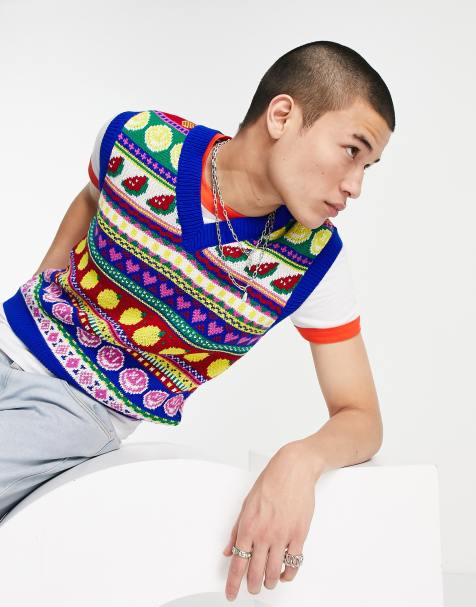 ASOS DESIGN knitted cropped tank with kitsch pattern - view 1