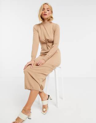 ASOS DESIGN knitted dress with ruched 