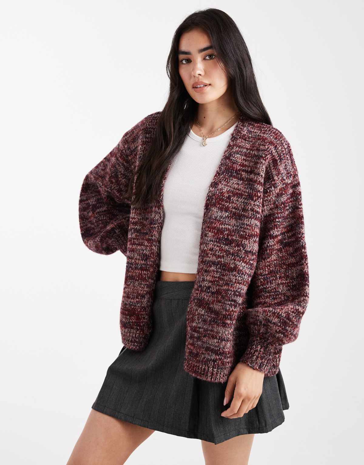 ASOS DESIGN knitted edge to edge cardigan in multiply