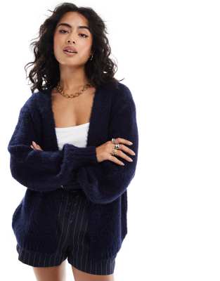 Asos Design Knitted Edge To Edge Cardigan In Navy