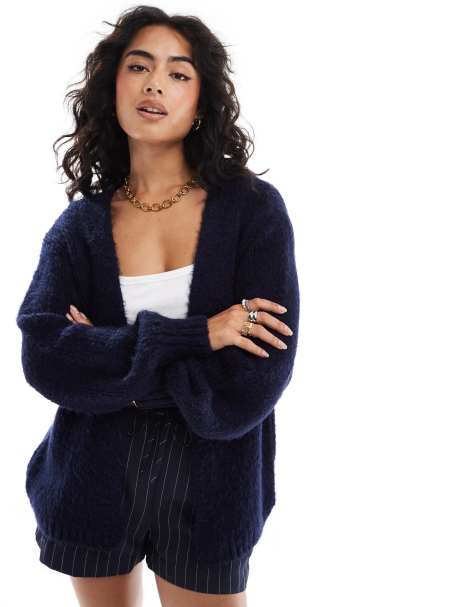 ASOS DESIGN knitted edge to edge cardigan in navy - view 1