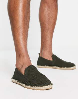 ASOS DESIGN knitted espadrilles in khakiGreen