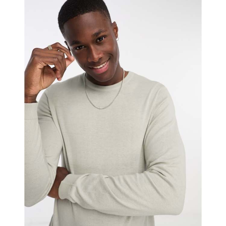 ASOS DESIGN knitted essential crew neck jumper in light grey | ASOS