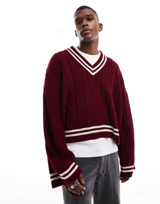 Cropped maroon sweater best sale