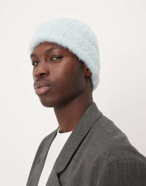 ASOS DESIGN knitted eyelash beanie in light blue - view 1