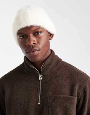 Asos Design Knitted Eyelash Beanie In White