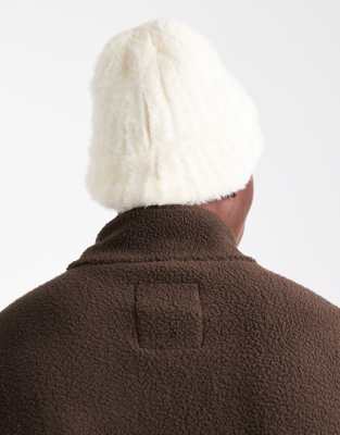 Asos Design Knitted Eyelash Beanie In White