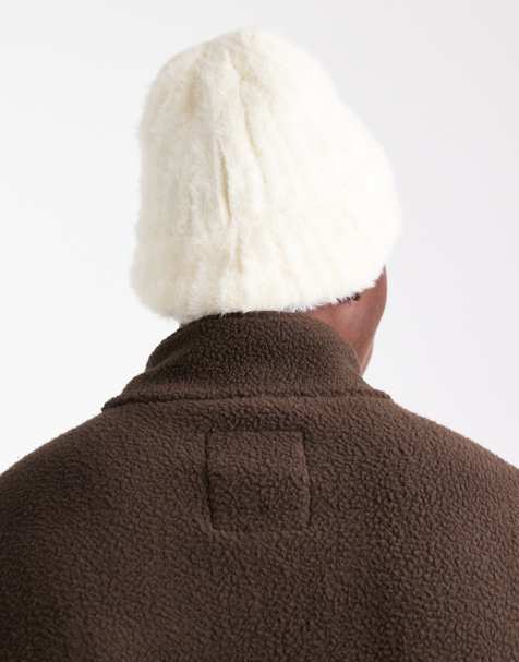 ASOS DESIGN knitted eyelash beanie in neutral - view 2