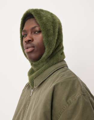 Asos Design Knitted Eyelash Hood In Green