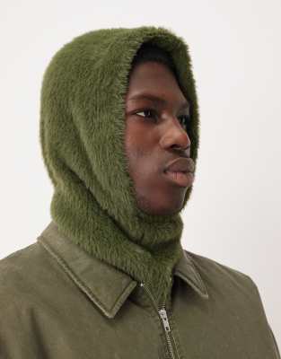 Asos Design Knitted Eyelash Hood In Green