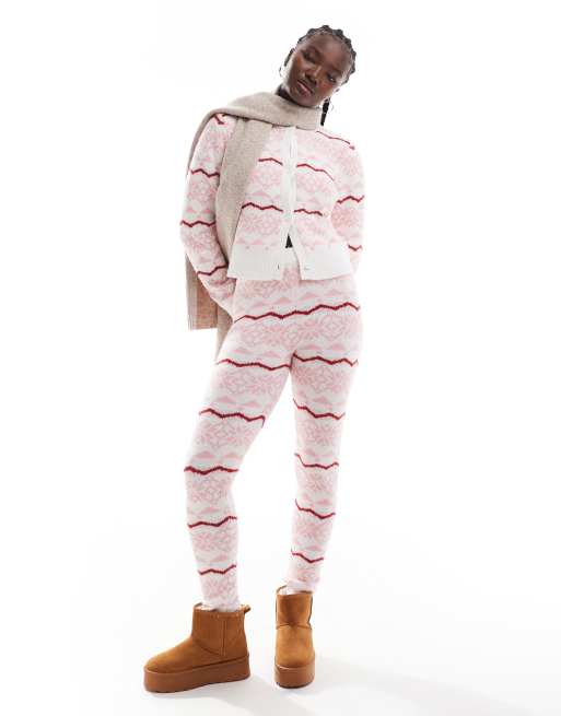 ASOS DESIGN knitted fair isle leggings (part of a set)