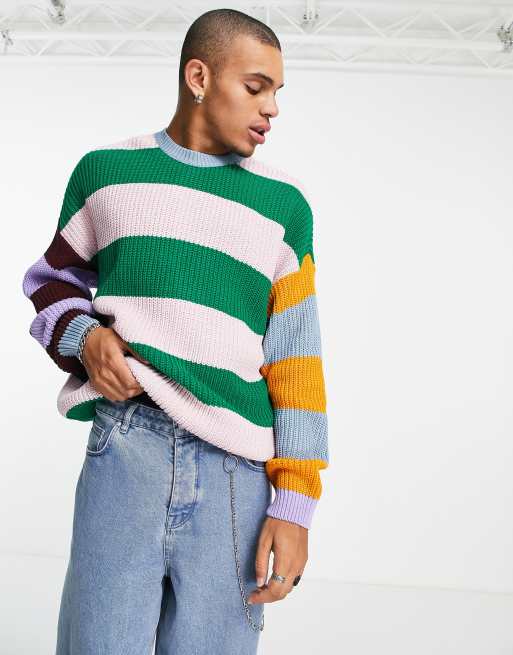 ASOS DESIGN knitted fisherman rib stripe jumper | ASOS