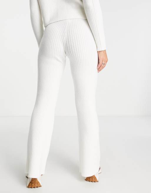 ASOS DESIGN knitted flare trouser in cream