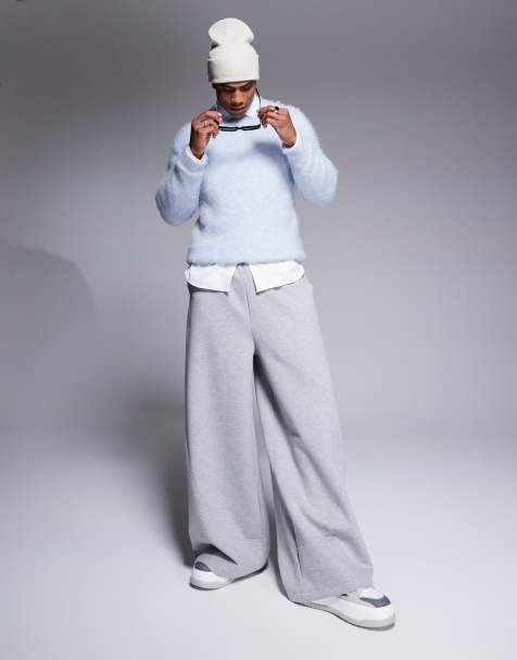 ASOS DESIGN knitted fluffy jumper in blue - view 1