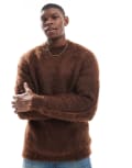[ASOS DESIGN] ASOS DESIGN knitted fluffy jumper in brown M BROWN