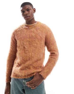 ASOS DESIGN knitted fluffy jumper in orange φωτογραφία