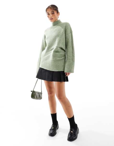 ASOS DESIGN knitted gathered jumper in pistachio - view 1