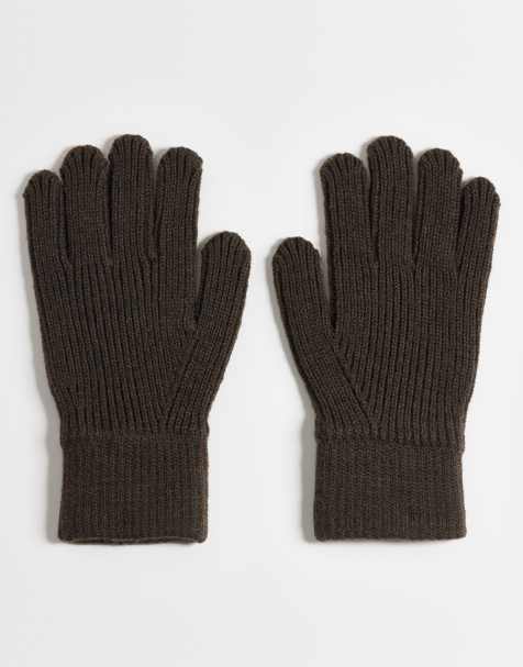 ASOS DESIGN knitted gloves in brown - view 1