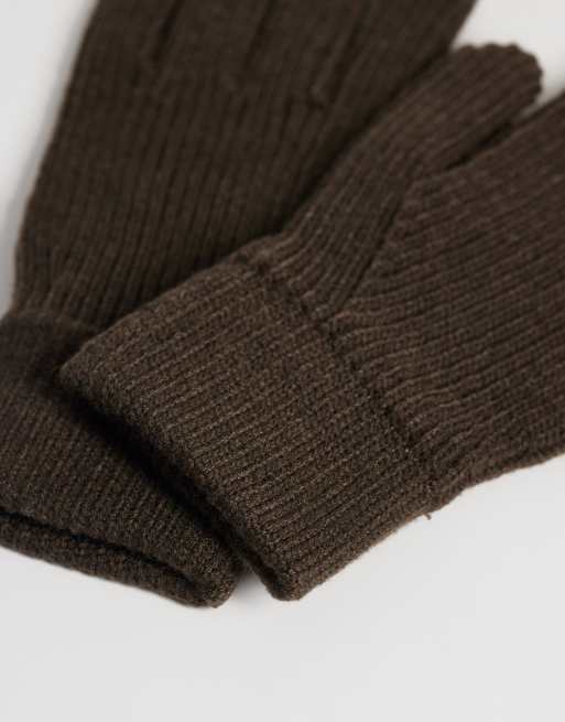 ASOS DESIGN knitted gloves in brown, 3 of 3