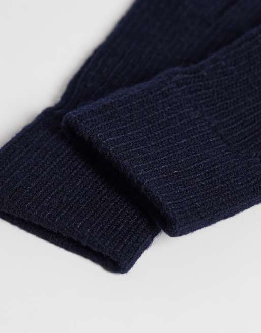 ASOS DESIGN knitted gloves in navy, 3 of 3